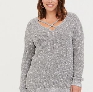 Torrid Gray Cross Neck Sweater | Torrid 2